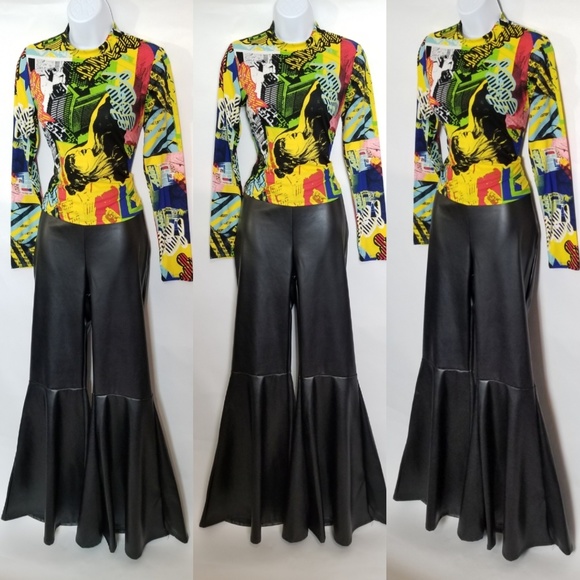 Faux Leather Bell Bottom Pants - Picture 5 of 5